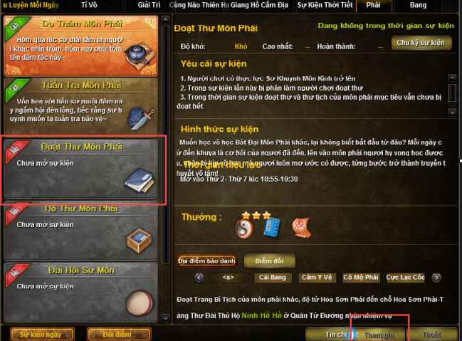 Hướng Dẫn Tham Gia Đoạt Thư Môn Phái